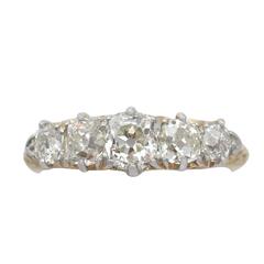2.13Ct Diamond and 18k Yellow Gold Five Stone Ring - Antique Circa 1900