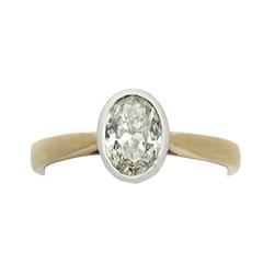 1.00Ct Diamond, 18k White and Yellow Gold Solitaire Ring - Contemporary 2000