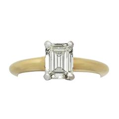 1.10Ct Diamond and 18k Yellow Gold Solitaire Ring - Contemporary 11