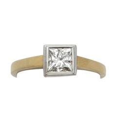 1.10Ct Diamond, 18k Yellow Gold, 18k White Gold Set, Solitaire Ring Contemporary 10