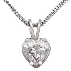 1.51Ct Heart Shaped Diamond & Platinum Solitaire Pendant - Contemporary