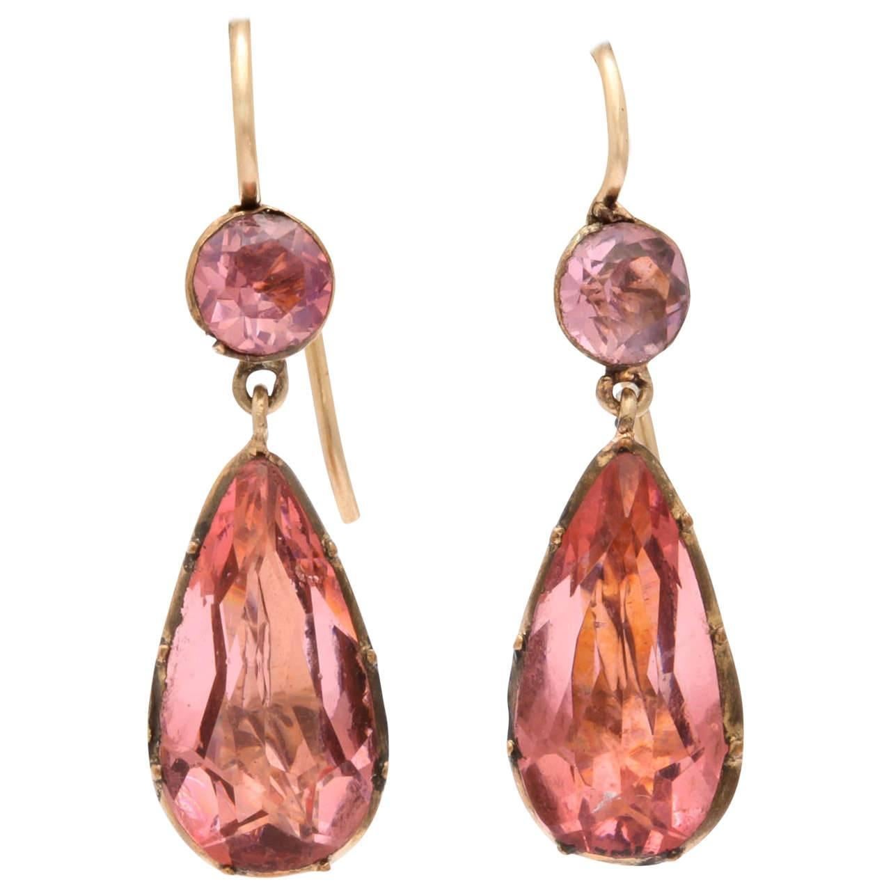 Rosey Saturated Pink Georgian Paste Earrings
