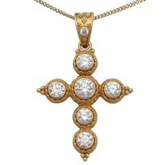 2.pendentif croix en or jaune 22k et diamants 54Ct - Vintage Circa 1980