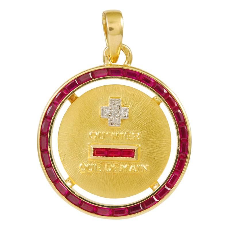 More Than Yesterday Less Than Tomorrow Ruby Gold Charm
