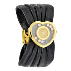 Retro Chopard Lady's Yellow Gold Heart-Shaped Happy Diamond Wristwatch