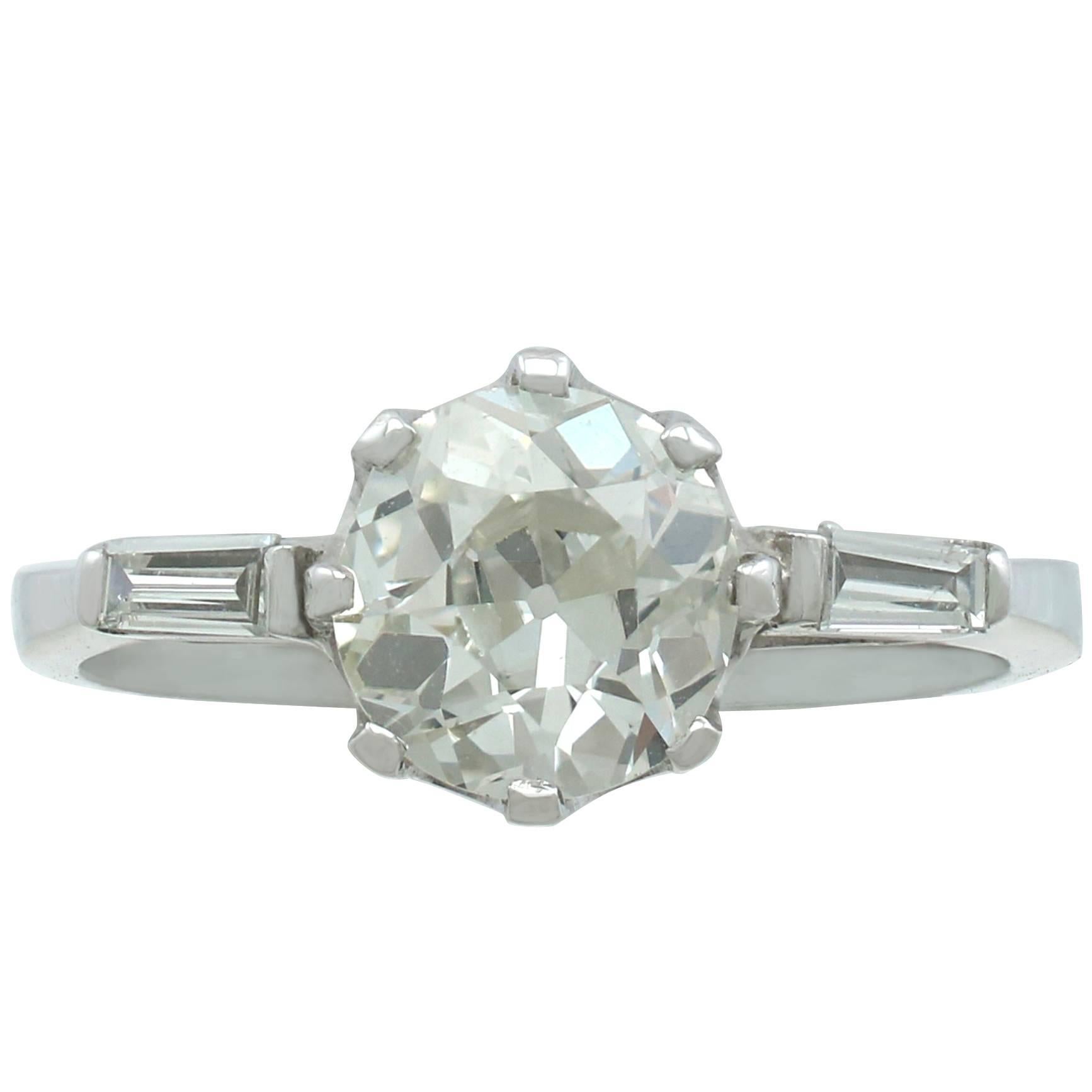 1900s 1.95 Carat Diamond and Contemporary White Gold Solitaire Ring