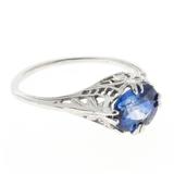 Oval Sapphire Gold Filigree Engagement Ring