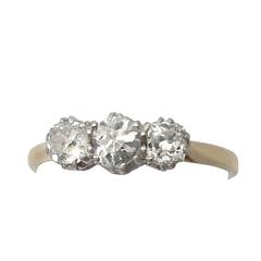 0.84Ct Diamond and 18k Yellow Gold Trilogy Ring - Antique Circa 1910 5