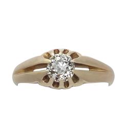 0.93Ct Diamond, 18k Yellow Gold Ring - Antique 1902 2