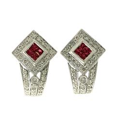Ruby and 1.20 ct Diamond, 18 ct White Gold Earrings 5
