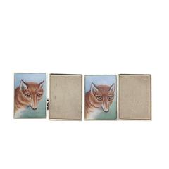 Cufflinks in Enamel and 9k Yellow Gold - 'Fox Head' - Antique 1932 2