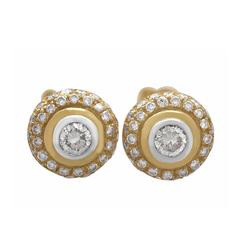 0.88Ct Diamond and 18k Yellow Gold Cluster Earrings - Vintage Circa 1960 11