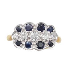 1910s Antique Sapphire & Diamond Yellow Gold Cocktail Ring 12