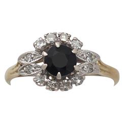 0.60Ct Sapphire & 0.22Ct Diamond, 18k Yellow Gold Cluster Ring 4
