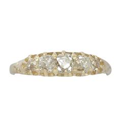 0.88Ct Diamond and 18k Yellow Gold Five Stone Ring - Antique Circa 1900 7