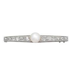 2.23Ct Diamond and Pearl, 15k Yellow Gold Brooch - Antique Victorian 6