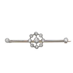 0.92Ct Diamond and 18k Yellow Gold Bar Brooch - Antique Circa 1910 5