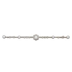 0.38Ct Diamond, Pearl and 15k Yellow Gold Bar Brooch - Antique Victorian 11