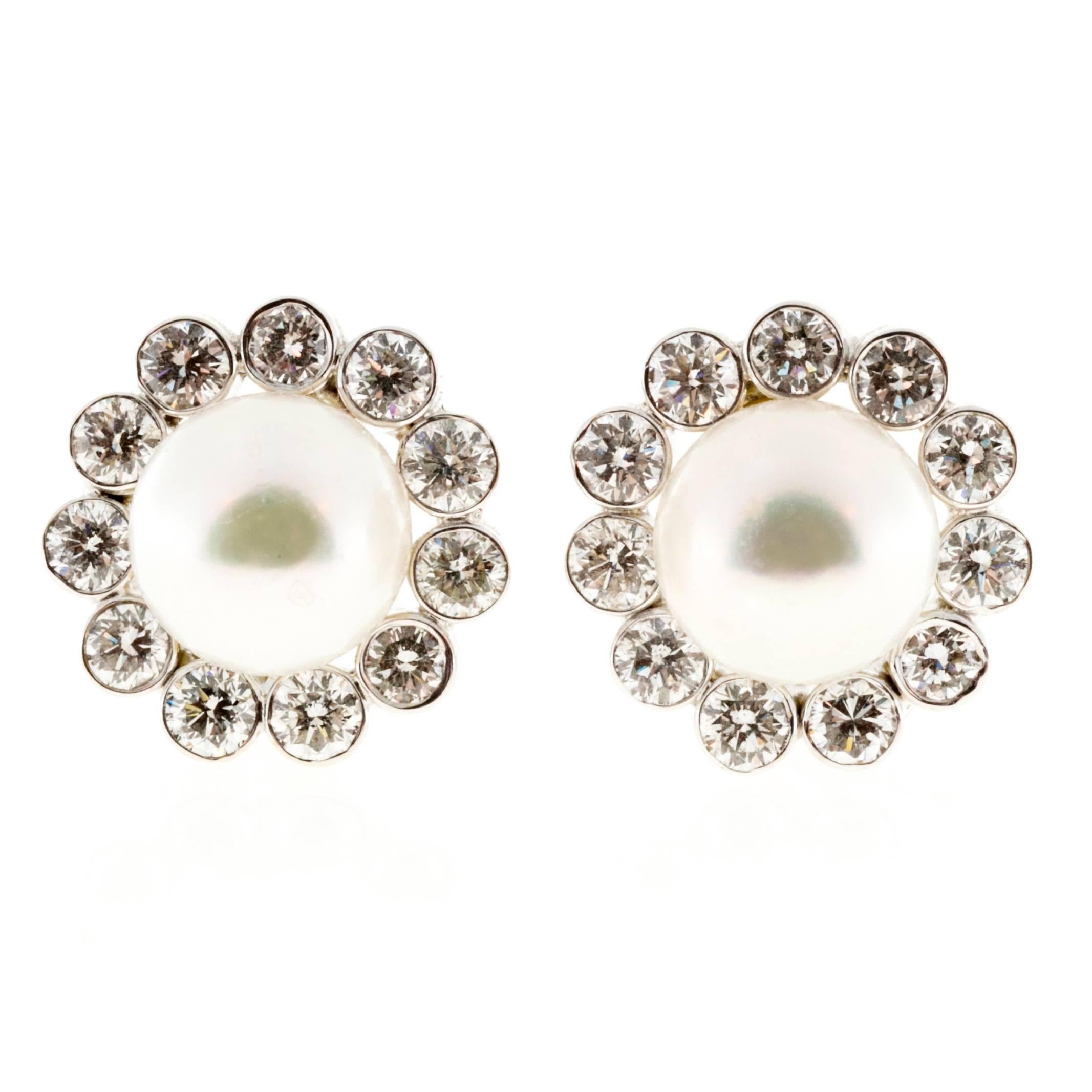 Impressive Pearl Diamond Gold Large Earrings at 1stDibs | large pearl ...