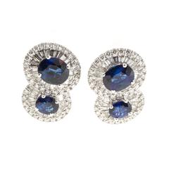 Royal Blue Sapphire Diamond Gold Earrings 11
