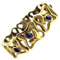 Cabochon Sapphire Gold Link Bracelet