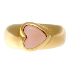 Van Cleef and Arpels Heart Shaped Coral Gold Ring