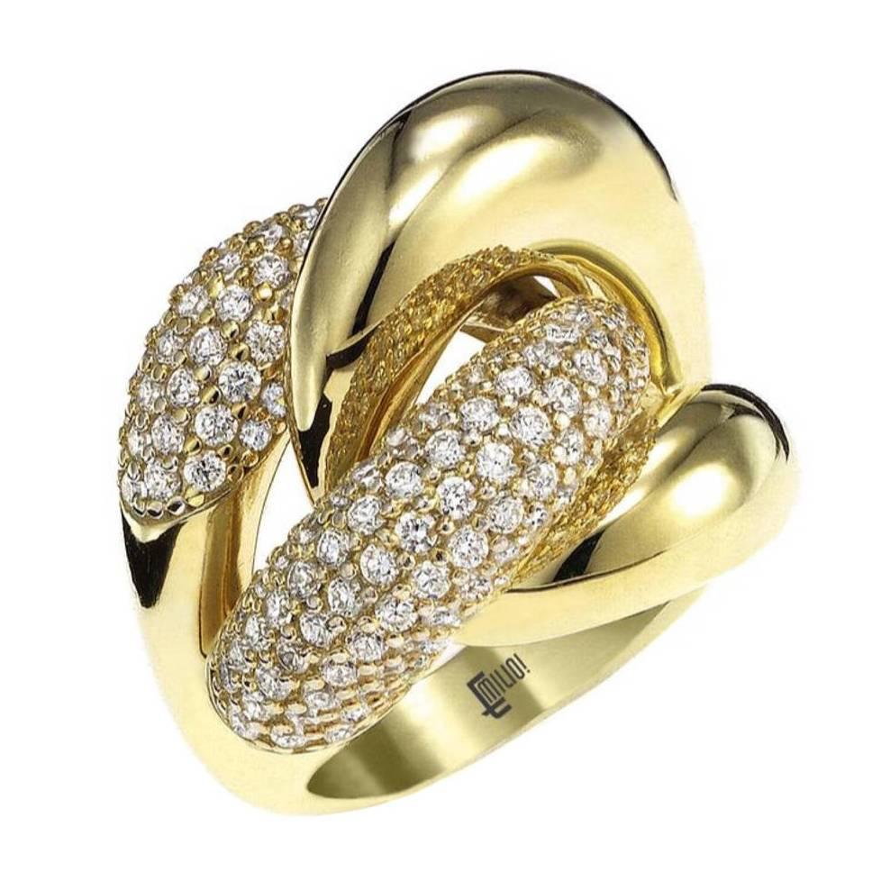 Micro Pave Diamond Gold Dome Ring 