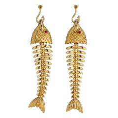 Vintage Tiffany & Co. Ruby Gold Fish Earrings