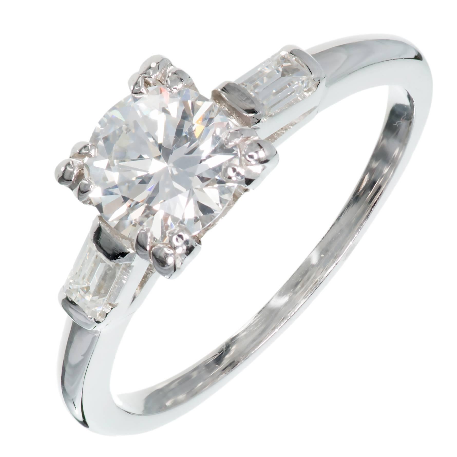 Egl Certified Art Deco Diamond Transitional Cut Platinum Engagement Ring