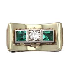 0.42Ct Tourmaline & 0.25Ct Diamond, 14k Yellow Gold Ring - Art Deco - Vintage 8