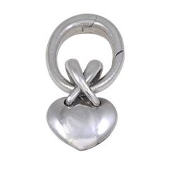Vintage Heavy French Hand-Made Sterling Silver Heart Key Chain