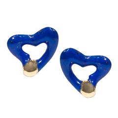 Tiffany & Co. Elsa Peretti Lapis Gold heart Earclips 10
