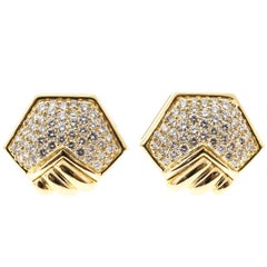 Hammerman Brothers Diamond Pave Gold Clip Post Earrings