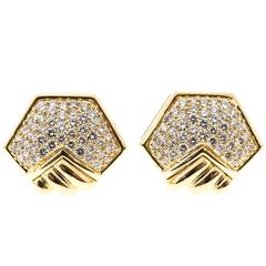 Hammerman Brothers Diamond Pave Gold Clip Post Earrings 1