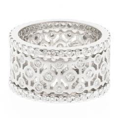 Lieberfarb Diamond Platinum Wide Round Eternity Band Ring 7