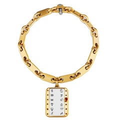 Retro Cartier Paris Ruby Gold Zodiac Link Charm Bracelet