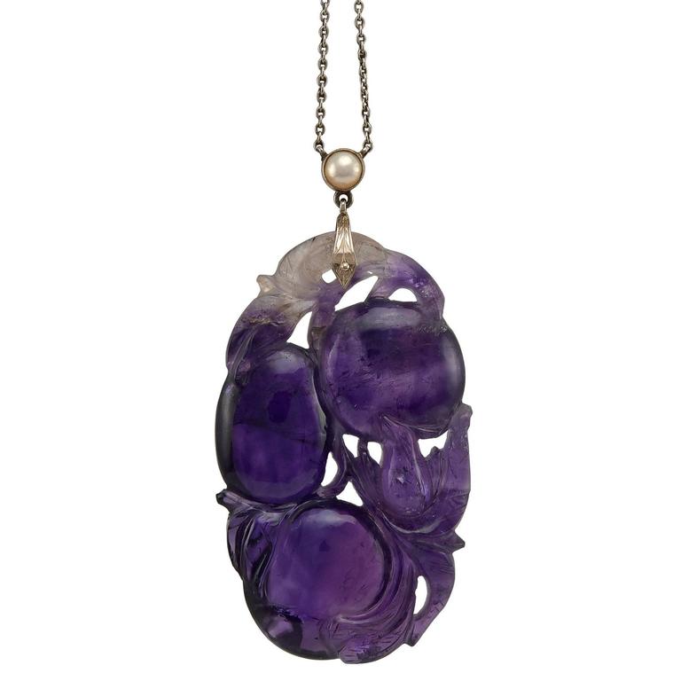 An Antique Chinese Amethyst Pendant For Sale