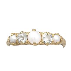 Antique 1910s Diamond and Pearl Yellow Gold Cocktail Ring 1