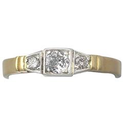 0.43Ct Diamond & 18k Yellow Gold, 18k White Gold Set Trilogy Ring - Vintage 5