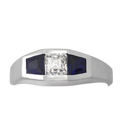 1930s Art Deco Diamond & Sapphir White Gold Ring 5