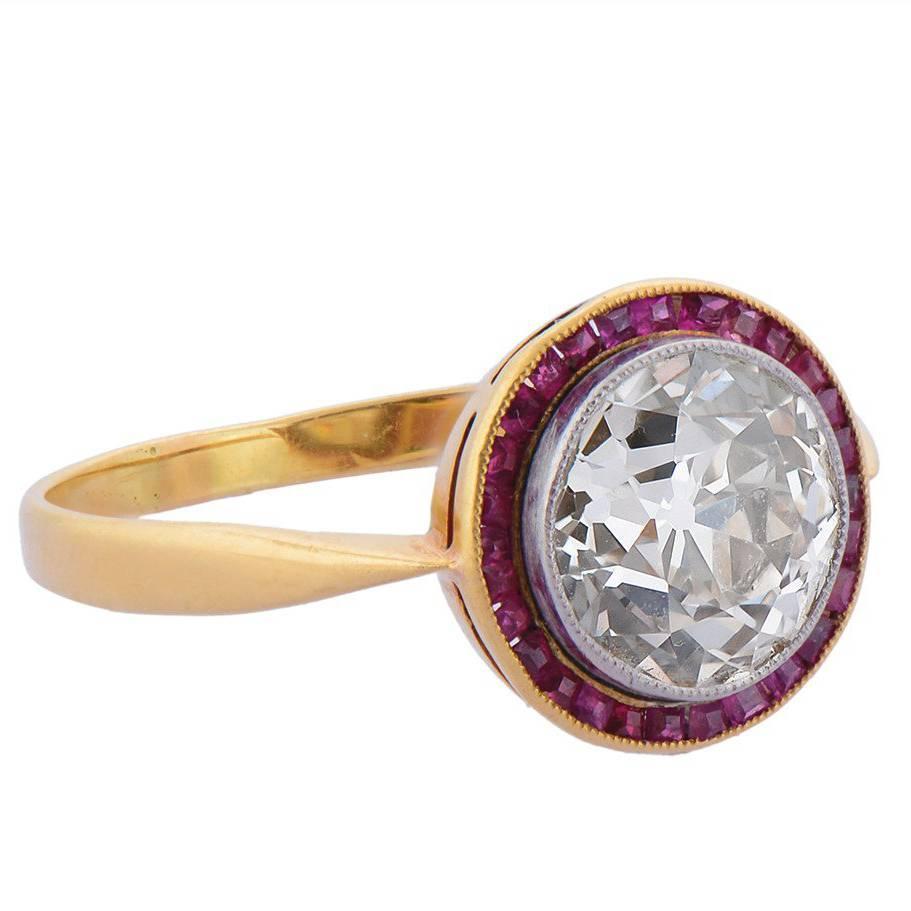 Belle Époque Ruby Diamond Gold Engagement Ring