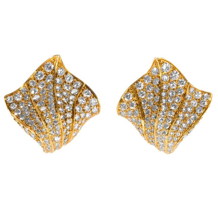 Kurt Wayne 1980s Diamond and Gold Earrings