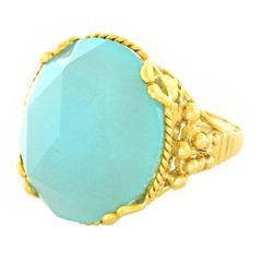 Alchemy Collection "Victoria Blue" Chalcedony Gold Occasional Ring 7