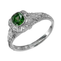 Demantoid Garnet Platinum Ring 8