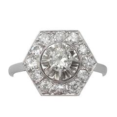 1.28Ct Diamond and Platinum Cluster Ring - Vintage French Circa 1940 9
