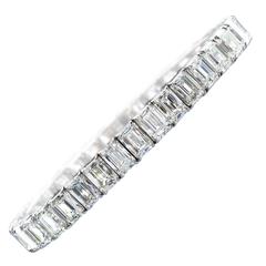 35.00 Carat Emerald Cut Diamond Platinum Tennis Bracelet GIA Certified 6