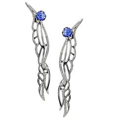 Ana De Costa Gold Tanzanite Diamond Wing Earrings 7