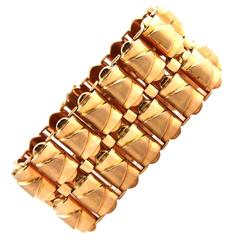 Vintage Wide Rose Gold Link Bracelet