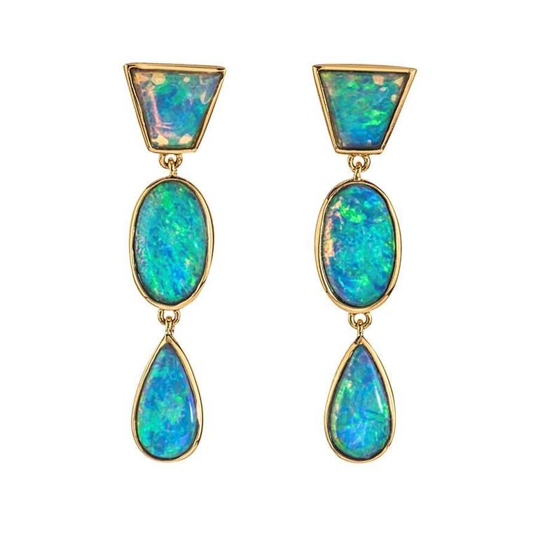 Contemporary Opal Dangle Drop Earrings For Sale at 1stdibs