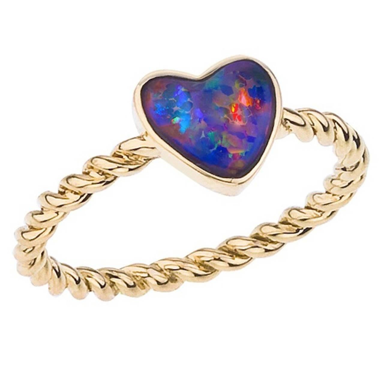 Opal Gold Heart Ring